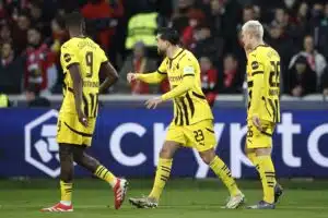 Serhou Guirassy, Emre Can ja Julian Ryerson, Borussia Dortmund 2025